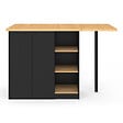 ID MARKET - Ilot central CESAR 140 cm 5 personnes bois noir avec plan de travail façon hêtre - vignette