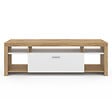 ID MARKET - Meuble TV 140 cm MALO bois et placard blanc - vignette
