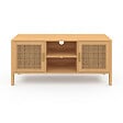 ID MARKET - Meuble TV 110 cm EDHEN 2 portes bois et cannage - vignette
