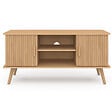 ID MARKET - Meuble TV 110 cm JULIETTE 2 portes lattes tasseau bois coloris chêne - vignette