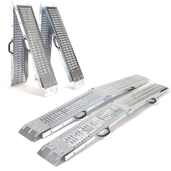 ID MARKET - Set de 2 rampes pliables galvanisées spécial chargement - large