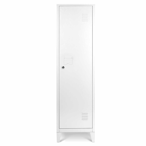 ID MARKET - Armoire vestiaire ESTER 1 porte métal blanc design industriel - large