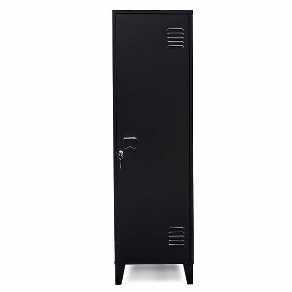 ID MARKET - Armoire vestiaire ESTER 1 porte métal noir design industriel - large