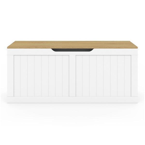 ID MARKET - Banc coffre rangement 100 cm LEON bois et blanc - large