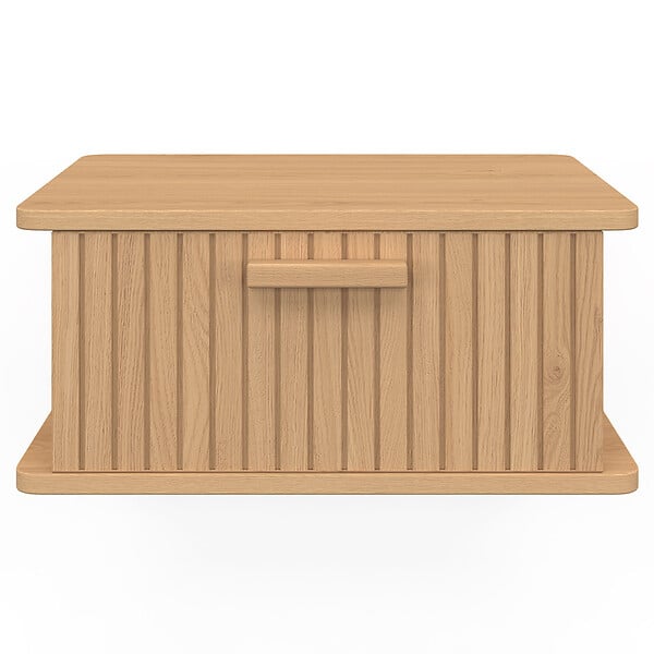 ID MARKET - Lot de 2 tables de chevet murales JULIETTE 1 tiroir étagère suspendue lattes tasseau bois - large