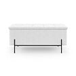 ID MARKET - Banc coffre rangement LOUIS pieds métal noir 100 cm tissu bouclette blanc - vignette