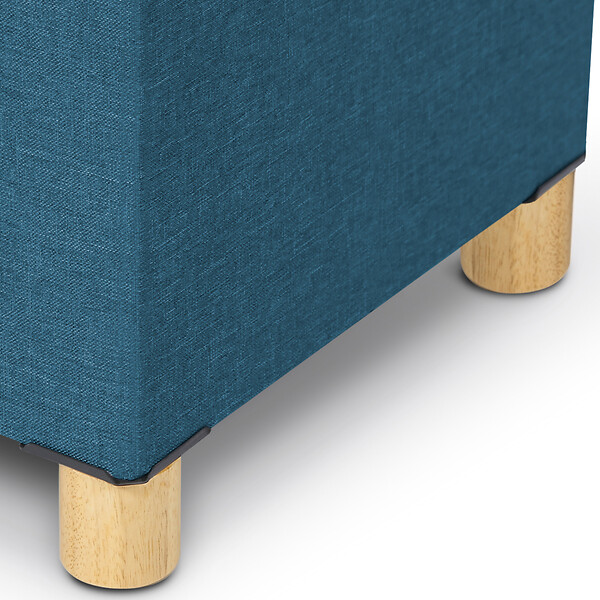 ID MARKET - Banc coffre rangement sur pied 100 cm tissu bleu canard - large