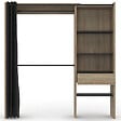 ID MARKET - Dressing extensible MARTY 120/170 x 50 x 180 cm hêtre avec étagères + double penderie + rideau noir - vignette
