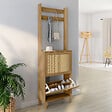 ID MARKET - Vestiaire d'entrée HANAE meuble chaussures 2 portes effet naturel cannage - vignette