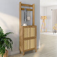 ID MARKET - Vestiaire d'entrée HANAE meuble chaussures 2 portes effet naturel cannage - vignette