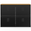 ID MARKET - Meuble à chaussures 20 paires ESTER 4 portes métal noir et plateau façon hêtre design industriel - vignette