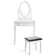 ID MARKET - Coiffeuse BETTY avec miroir et tabouret - vignette