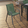 ID MARKET - Lot de 6 chaises de jardin LYMA métal et textilène empilables vert olive - vignette
