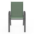 ID MARKET - Lot de 6 chaises de jardin LYMA métal et textilène empilables vert olive - vignette
