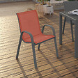 ID MARKET - Lot de 6 chaises de jardin LYMA métal et textilène empilables gris noir et terracotta - vignette