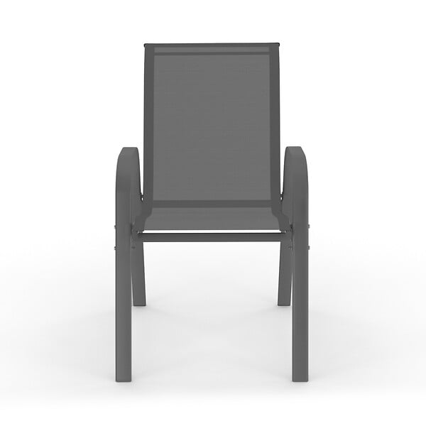 ID MARKET - Lot de 6 chaises de jardin LYMA métal et textilène empilables gris noir et terracotta - large