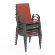 ID MARKET - Lot de 6 chaises de jardin LYMA métal et textilène empilables gris noir et terracotta - vignette