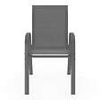 ID MARKET - Lot de 4 chaises de jardin LYMA métal et textilène empilables gris anthracite - vignette