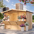 TIMBELA - TIMBELA M150A - Maison de jardin en bois - Grand stand de vendeur avec comptoir - H232 x L336x l263 cm/6 m² - vignette
