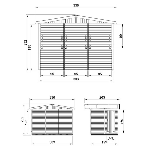 TIMBELA - TIMBELA M150A - Maison de jardin en bois - Grand stand de vendeur avec comptoir - H232 x L336x l263 cm/6 m² - large