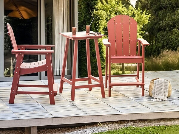 BELIANI - Table de bar de jardin ADIRONDACK 60 cm 59 cm Matière synthétique Rouge - large