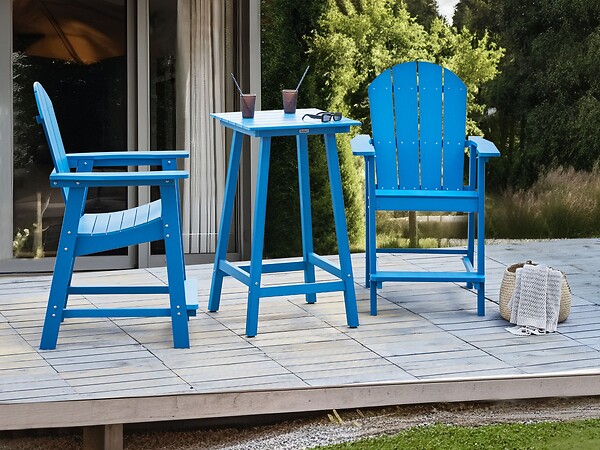 BELIANI - Table de bar de jardin ADIRONDACK 60 cm 59 cm Matière synthétique Bleu - large