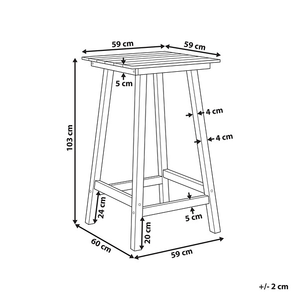 BELIANI - Table de bar de jardin ADIRONDACK 60 cm 59 cm Matière synthétique Bleu - large