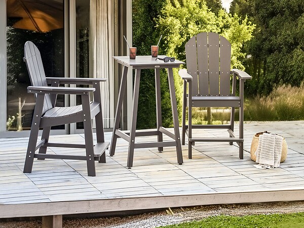 BELIANI - Table de bar de jardin ADIRONDACK 60 cm 59 cm Matière synthétique Gris foncé - large