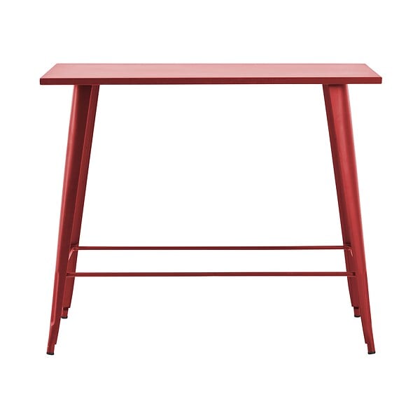OVIALA - Table haute de jardin et 4 tabourets en métal rouge - New York - large