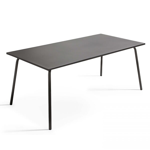 OVIALA - Ensemble table de jardin et 6 chaises en métal anthracite - Palavas - large