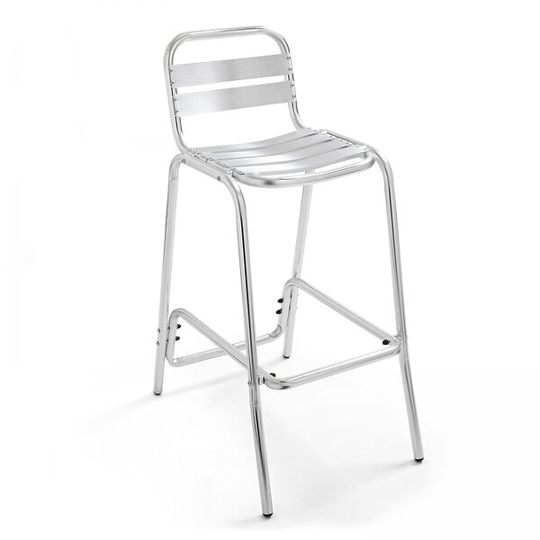 OVIALA - Table de jardin haute en aluminium et 4 chaises hautes - Brixton - large