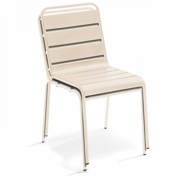 OVIALA - Ensemble table de jardin carrée et 2 chaises acier ivoire - Palavas - large