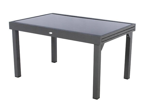 HESPERIDE - Table extensible rectangulaire en verre Piazza 6/10 places Gris anthracite - Hespéride - large