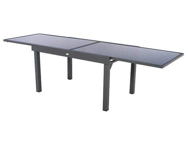 HESPERIDE - Table extensible rectangulaire en verre Piazza 6/10 places Gris anthracite - Hespéride - large