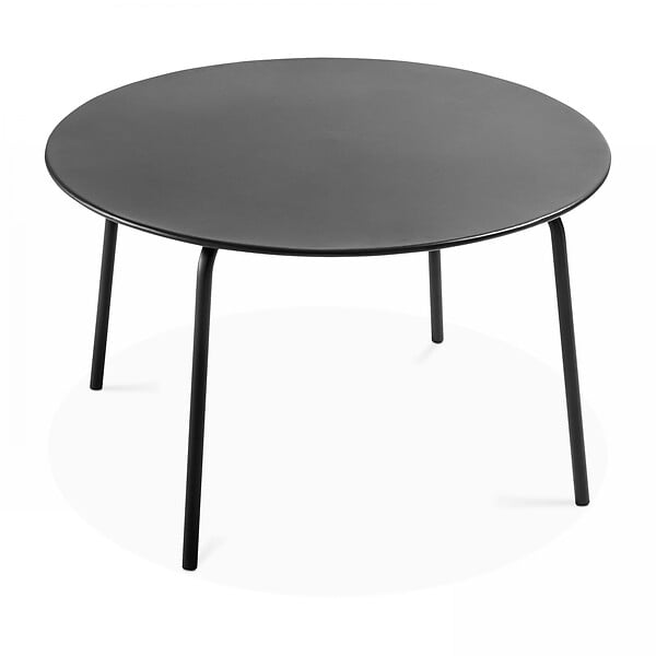 OVIALA - Ensemble table de jardin ronde et 6 fauteuils acier gris - Palavas - large