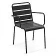 OVIALA - Ensemble table de jardin ronde et 6 fauteuils acier gris - Palavas - vignette