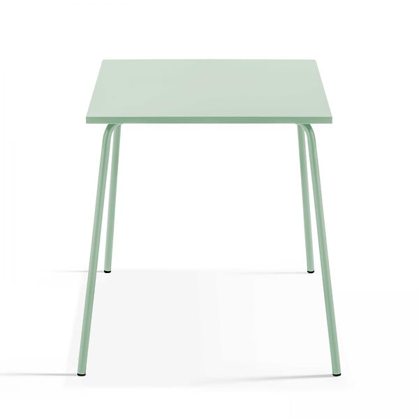 OVIALA - Ensemble table de jardin carrée et 4 fauteuils acier vert sauge - Palavas - large