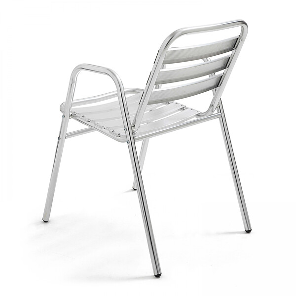 OVIALA - Table de jardin ronde et 4 chaises aluminium gris - Brixton - large
