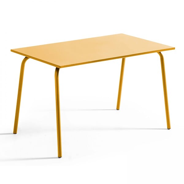 OVIALA - Ensemble table de jardin et 4 fauteuils en métal jaune - Palavas - large