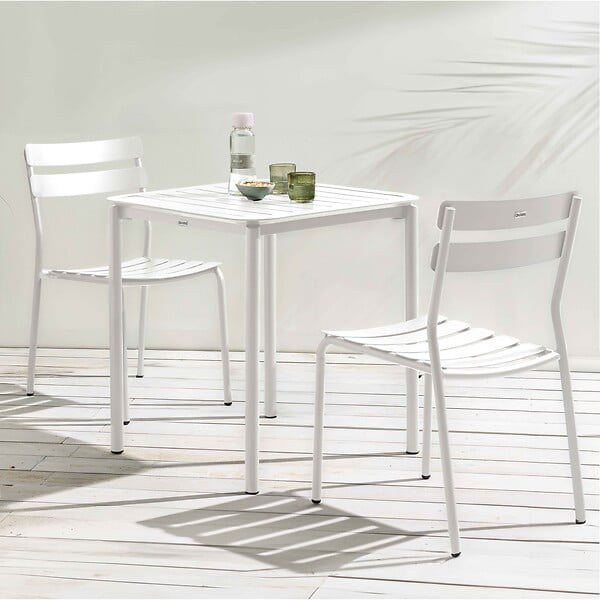 OVIALA - Ensemble table de terrasse 70cm et 2 chaises blanc - Almada - large