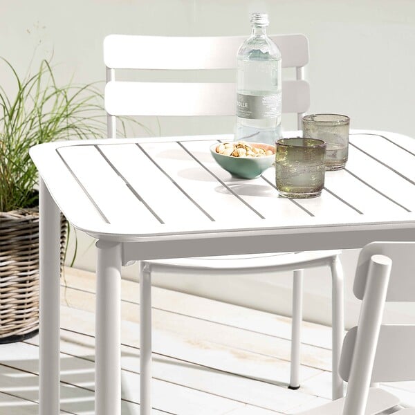OVIALA - Ensemble table de terrasse 70cm et 2 chaises blanc - Almada - large
