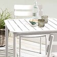 OVIALA - Ensemble table de terrasse 70cm et 2 chaises blanc - Almada - vignette