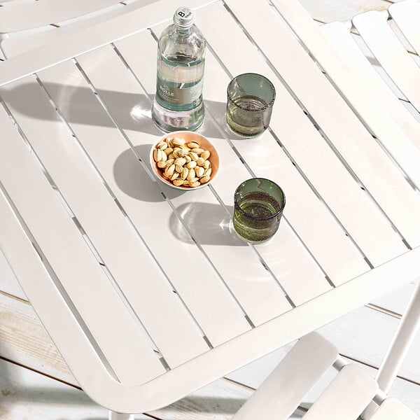 OVIALA - Ensemble table de terrasse 70cm et 2 chaises blanc - Almada - large