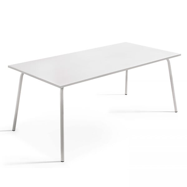 OVIALA - Ensemble table de jardin et 6 fauteuils en métal blanc - Palavas - large