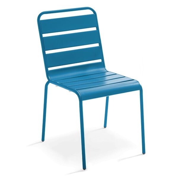 OVIALA - Ensemble table de jardin et 8 chaises en métal bleu pacific  - Palavas - large