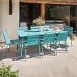 OVIALA - Ensemble table de jardin et 8 chaises en métal turquoise - Palavas - vignette