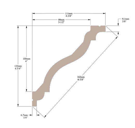 SANS - Corniche plafond Cimaises et Plus C04 - 5,5x4,2x200cm (h x p x L) - moulure décorative polyuréthane - large