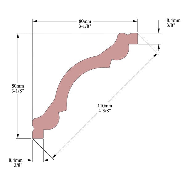 SANS - Corniche plafond Cimaises et Plus C08 - 8x8x200cm (h x p x L) - moulure décorative polyuréthane - large
