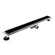 SANIVERRE - KODY Caniveau de douche L.80 cm verre noir et acier inoxydable, siphon anti-odeurs, drainage performant - vignette