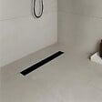 SANIVERRE - KODY Caniveau de douche L.80 cm verre noir et acier inoxydable, siphon anti-odeurs, drainage performant - vignette